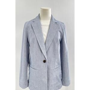 J Crew Womens Cotton Blazer Blue & White Stripe Jacket Twill 4 NWT